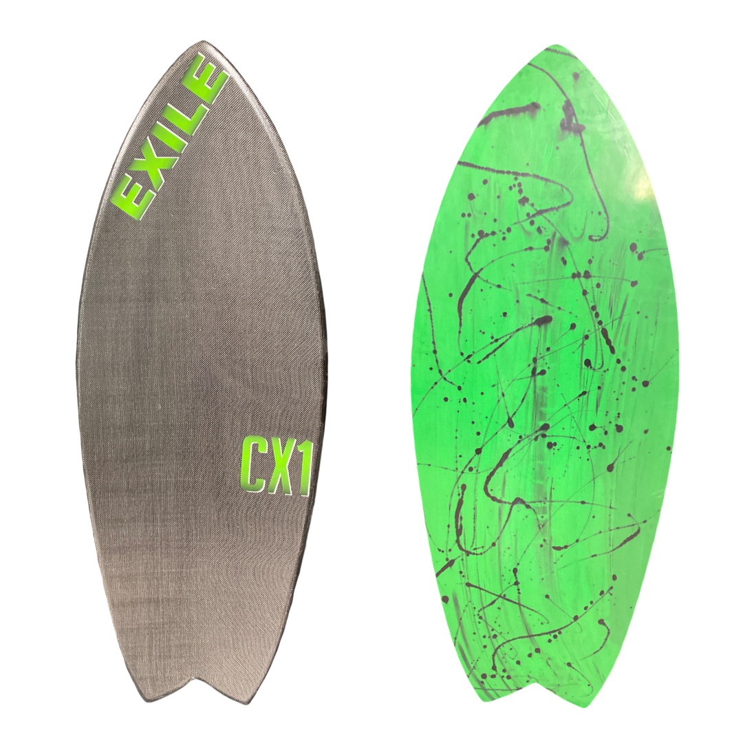 Medium CX1 Blairacuda™ Carbon Skimboard - Green | Exile Skimboards