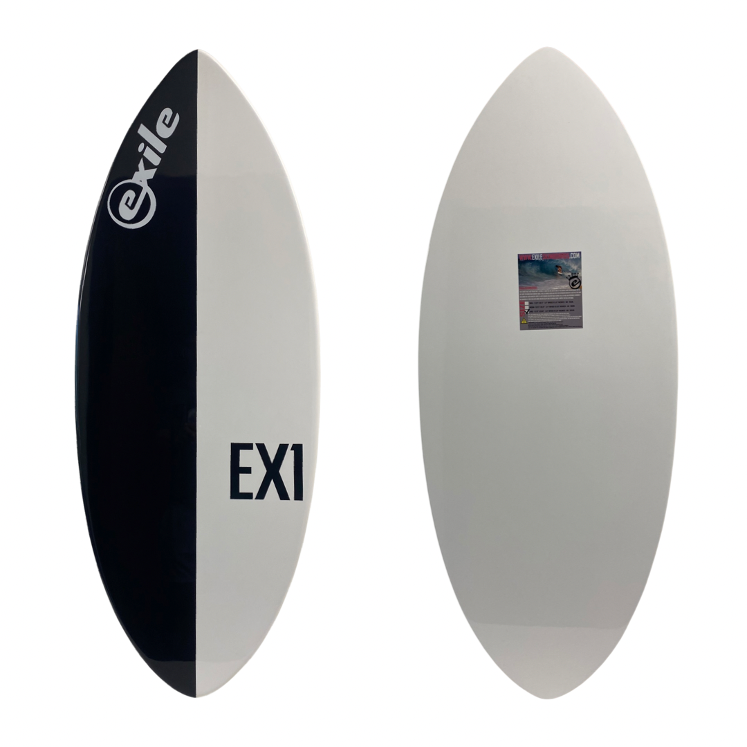Black & White 50/50 EX1 E-Glass Epoxy Skimboard | Exile Skimboards