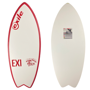 EX1 Exile Skimboard Blairacuda White Red Rails