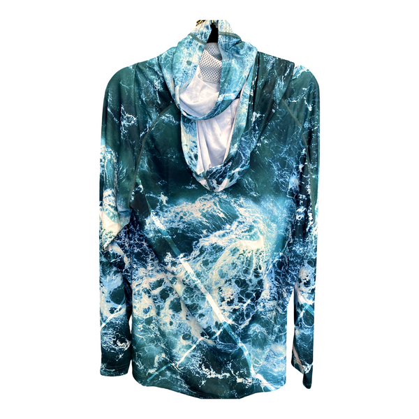 Exile Ocean Camo SPF Long Sleeve Hoodie - Blue