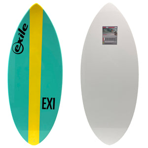 EX1 Skimboard EGlass Epoxy Teal with Yellow Stripe
